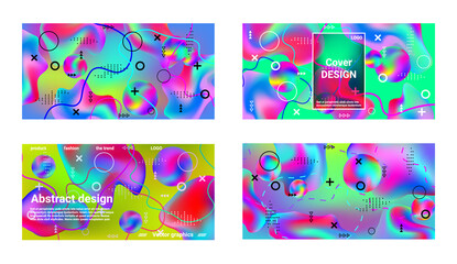 Trendy creative vector space gradient. A set of modern abstract covers. Creative fluid backgrounds from current forms to design a fashionable abstract cover, banner, poster, booklet.