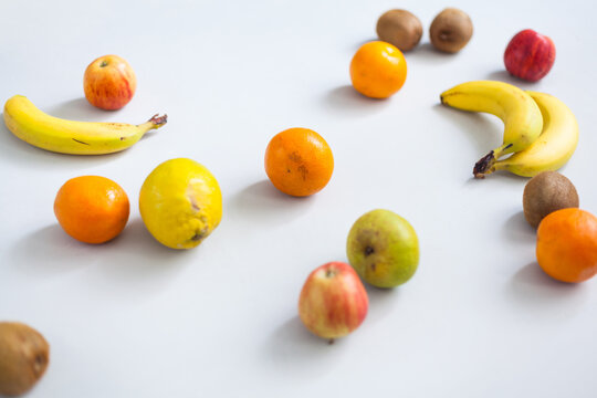 Fresh natural fruits of different kinds on a white background photography fitness food health vegan slimming diet nutrition influenzer lifestyle