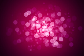 Abstract pink bokeh lights on black background with shiny particles. light pink effect image