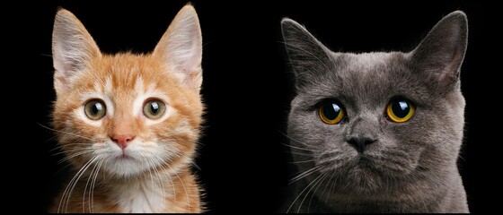 Portraits of beautiful different cats