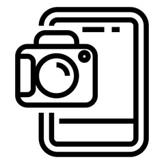 camera with smartphone icon design line style