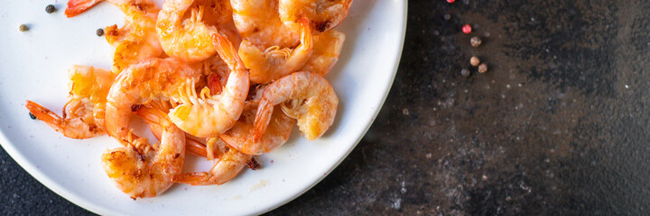 fried shrimps spices seafood crustacean prawn on the table for healthy meal snack outdoor top view copy space for text food background rustic image diet pescetarian