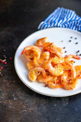fried shrimps spices seafood crustacean prawn on the table for healthy meal snack outdoor top view copy space for text food background rustic image diet pescetarian