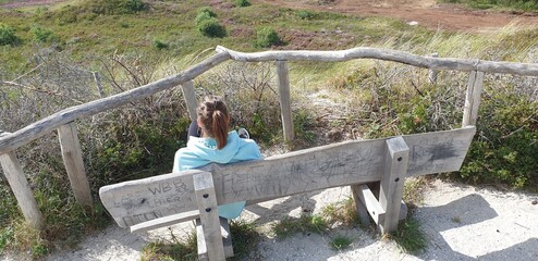 beautiful woman lady north sea holland netherlands duins beach texel island tourism landscape 