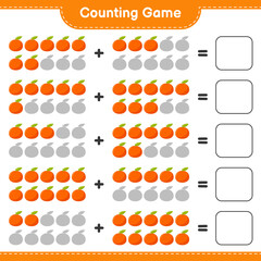 Counting game, count the number of Tangerin and write the result. Educational children game, printable worksheet, vector illustration