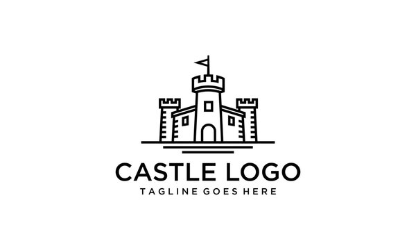 Outline illustration of castle vector logo