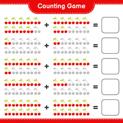 Counting game, count the number of Cherry and write the result. Educational children game, printable worksheet, vector illustration