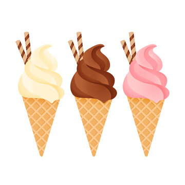 Cartoon ice cream set icon