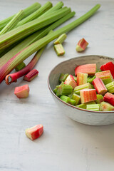Chopped rhubarb stalks