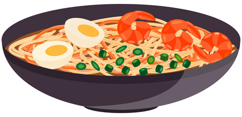 Traditional Japanese Dish. Ramen. Illustration vector.