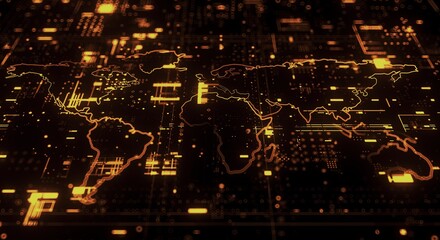 Technology city lights background 3d render image