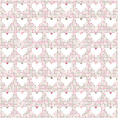 Playful Seamless vector pattern with little colourful hearts on a white background. Perfect for printing on fabric, wrapping and gift paper, Valentine and wedding postcards.