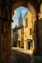 Saint-Émilion village in France a UNESCO World Heritage Site with fascinating Romanesque churches and ruins and narrow streets.