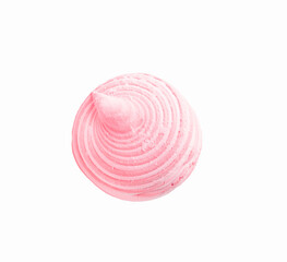 Sweet pink marshmallow isolated on white background.