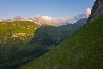 Swiss Alps view of a typical village