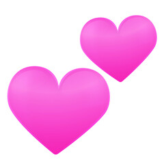Two Pink Hearts Love Emoji Icon Object Symbol. Gradient Vector Couple Illustration Clip Art Design Cartoon Isolated Background.