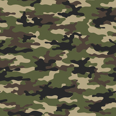 Fototapeta premium Army camo seamless pattern forest hunting design on textile