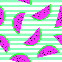 Watermelon fruit seamless pattern. Vector illustration.