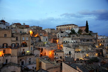 Fototapeta premium Evening view of the Sasso Barisano of Matera, European Capital of Culture 2019