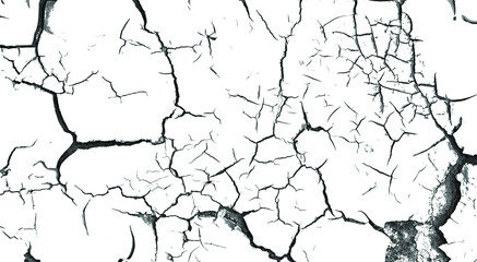 Crackle paint overlay. Vector black and white  grunge pattern made from natural aged oil painted cracked surface. Cool texture of cracks, stains, scratches, splash, etc for print and design. EPS10.