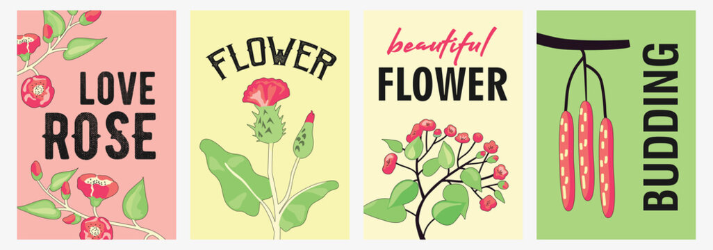 Creative posters design with pretty flowers