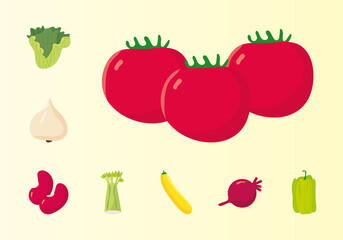 bundle of eight vegetables healthy food icons