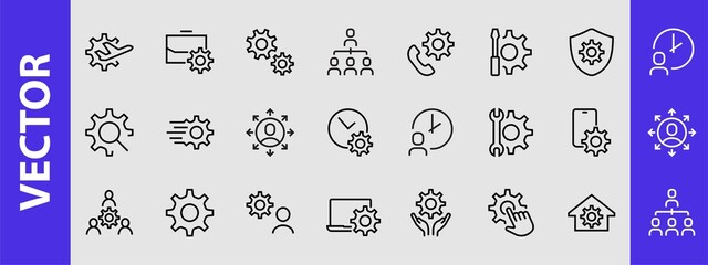A simple set of settings and options related to Vector Line Icons. Contains icons such as set time, business, phone, and more. Editable Stroke.. 480x480