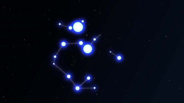 Sagittarius Constellation Zodiac Sign Animation on Space Star Background
