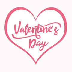 Happy Valentines Day lettering in red heart. Valentines Day greeting card and banner. Valentines lettering background