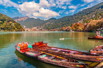 Nainital Lake is a natural freshwater body formed by tectonics. It is a popular tourist destination to enjoy vacations among tourist who visits most popular hill station Nainital in Kumaon region. © anjali04