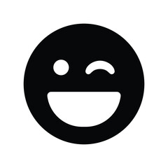 Grin wink Icon face in black