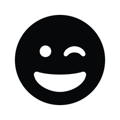 Smile wink Icon face in black