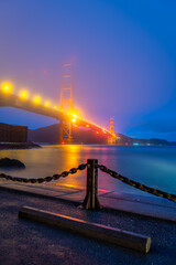 Fototapeta premium Blue hour from Fort Point in San Francisco, California.