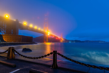 Blue hour from Fort Point in San Francisco, California.