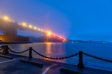 Naklejka na ściany i meble Blue hour from Fort Point in San Francisco, California.
