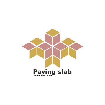 Paving slabs logo. Floor covering in the city. Brand name, production trade mark. Vector illustration flat design.