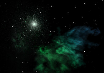 Star field in space and a nebulae. 3D rendering