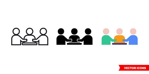 Presentation meeting icon of 3 types color, black and white, outline. Isolated vector sign symbol.
