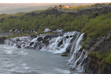 Hraunfossar Waterfalls in western Iceland