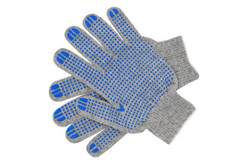 Cotton knitted work gloves isolated on white background