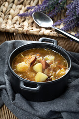 Traditional russian sour cabbage soup