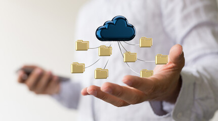 Cloud technology. Integrated digital web concept background