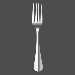 Silver Fork Isolated On Grey Background Vector Image