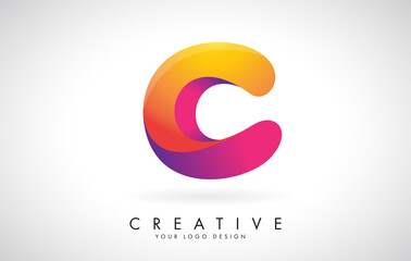 Colorful rounded Letter C Creative Logo Design. Friendly Corporate Entertainment Media Technology Digital Business template.