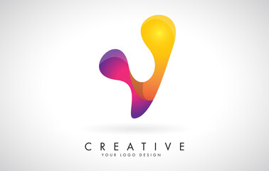 Colorful rounded Letter V Creative Logo Design. Friendly Corporate Entertainment Media Technology Digital Business template.