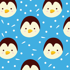 cute little penguins heads characters pattern