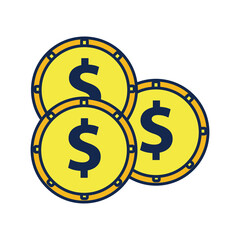 coins money dollars flat style icon