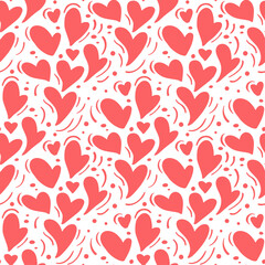 Vector seamless pattern with hearts. Romantic decorative graphic background Valentines Day, wedding, Christmas. Simple drawing ornamental illustration for print, web