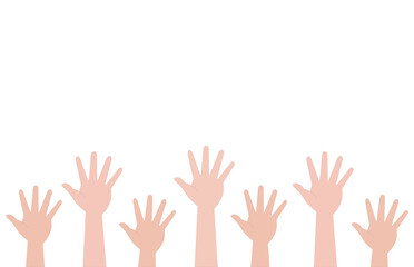 Many hands are pulled up (work, vacancies, help, society). Vector image, icon.