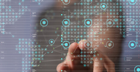 Business people silhouettes network team